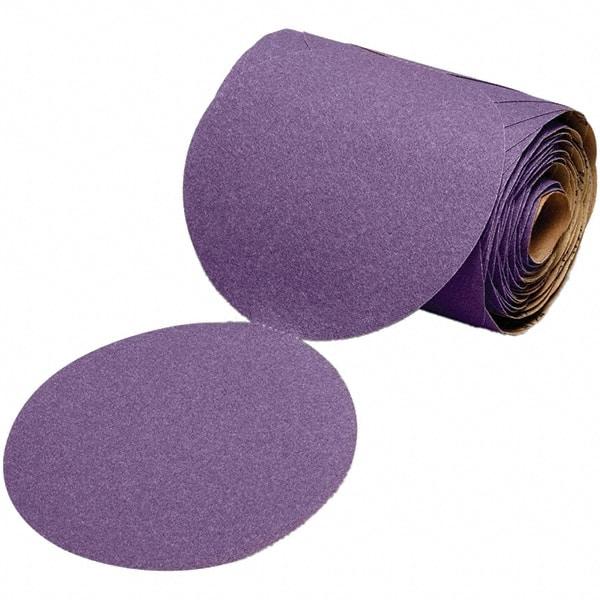 3M - 6" Diam, 240 Grit Ceramic Adhesive PSA Disc - Very Fine Grade, Purple, Polyester Backing, Flexible, 12,000 Max RPM, Use with Random Orbital Sanders - Eagle Tool & Supply