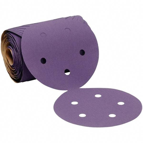 3M - 5" Diam, 400 Grit Ceramic Adhesive PSA Disc - Super Fine Grade, Purple, Polyester Backing, Flexible, 12,000 Max RPM, Use with Random Orbital Sanders - Eagle Tool & Supply