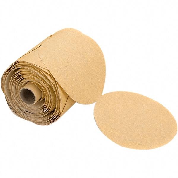 Mirka - 5" Diam, 150 Grit Aluminum Oxide Adhesive PSA Disc - Gold, C Weighted Backing, Flexible, 12,000 Max RPM, Use with Random Orbital Sanders - Eagle Tool & Supply