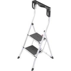 Hailo - 2 Steps, 3' 6" High, EN14183 Rating, Tubular Steel Step Ladder - 330 Lb Capacity, 18-29/32" Base Width - Eagle Tool & Supply