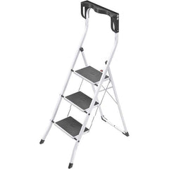 Hailo - 3 Steps, 4' 3" High, EN14183 Rating, Tubular Steel Step Ladder - 330 Lb Capacity, 18-29/32" Base Width - Eagle Tool & Supply