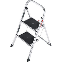 Hailo - 2 Steps, 2' 7" High, EN14183 Rating, Aluminum Step Ladder - 330 Lb Capacity, 18-1/2" Base Width - Eagle Tool & Supply