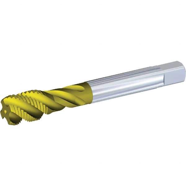 Kennametal - 3/8-19 G G Internal Thread Taper Thread Forming Tap - Solid Carbide, TiN Finish, 100mm OAL, 15mm Thread Length, Right Hand Thread, Series T857 - Eagle Tool & Supply