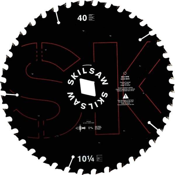 Skilsaw - 10-1/4" Diam, 1" Arbor Hole Diam, 40 Tooth Wet & Dry Cut Saw Blade - Cermet-Tipped, Cutoff Action, Diamond Arbor - Eagle Tool & Supply