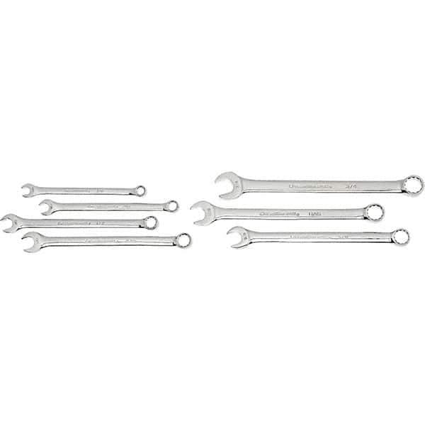 GearWrench - 7 Piece, 3/8" to 3/4", 12 Point Ratcheting Combination Wrench Set - Inch Measurement Standard, Chrome Finish, Comes in Nylon Roll - Eagle Tool & Supply