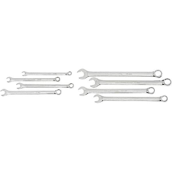 GearWrench - 9 Piece, 7mm to 15mm, 12 Point Ratcheting Combination Wrench Set - Metric Measurement Standard, Chrome Finish, Comes in Nylon Roll - Eagle Tool & Supply