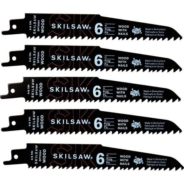 Skilsaw - 9" Long x 1" Thick, Bi-Metal Reciprocating Saw Blade - Straight Profile, 8 to 10 TPI, Toothed Edge, Universal Shank - Eagle Tool & Supply