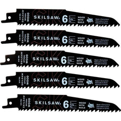 Skilsaw - 6" Long x 1" Thick, Bi-Metal Reciprocating Saw Blade - Straight Profile, 5 to 8 TPI, Toothed Edge, Universal Shank - Eagle Tool & Supply