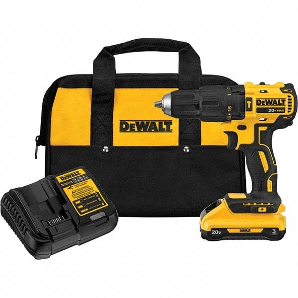 DeWALT - 20 Volt 1/2" Keyless Chuck Cordless Hammer Drill - 29750 BPM, 0 to 250 RPM - Eagle Tool & Supply