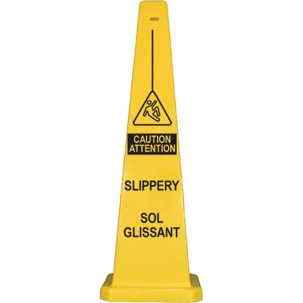 PRO-SAFE - Wet Floor, 12" Wide x 36" High, Polypropylene Cone Floor Sign - Eagle Tool & Supply