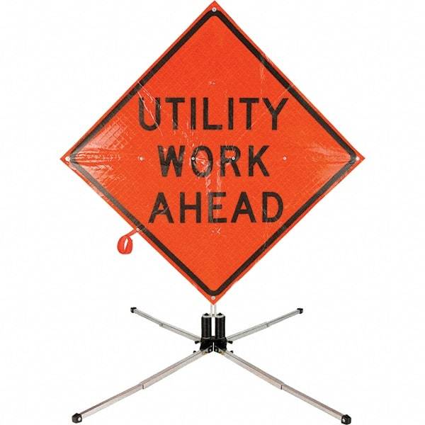 PRO-SAFE - 5.916' High, Traffic Sign Mounting Hardware - Aluminum, Compatible with 119" High x 48" Wide Signs, Silver - Eagle Tool & Supply