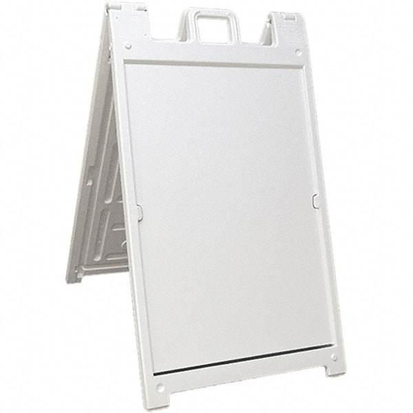 NMC - 24" Wide x 36" High Sign Compatiblity, Rigid Plastic Square Floor Sign Holder - White, 45" Holder Height - Eagle Tool & Supply