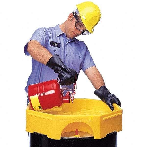 UltraTech - 9-1/2" High x 29" Diam, Polyethylene, Manual Closing Bung Funnel - 6 Gal Drum/Pail Capacity - Eagle Tool & Supply