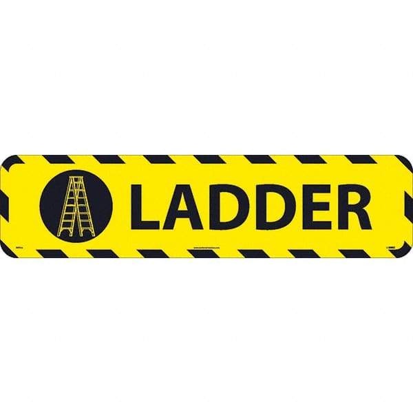 NMC - Ladder, Anti-Skid Pressure-Sensitive Vinyl Floor Sign - Rectangle, Black on Yellow, Adhesive Backed, For Restroom, Janitorial & Housekeeping - Eagle Tool & Supply