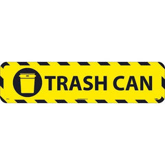 NMC - Trash Can, Anti-Skid Pressure-Sensitive Vinyl Floor Sign - Rectangle, Black on Yellow, Adhesive Backed, For Restroom, Janitorial & Housekeeping - Eagle Tool & Supply