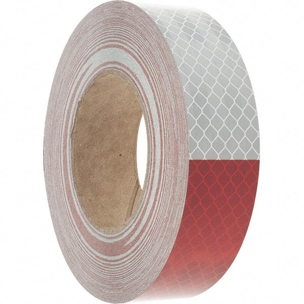 3M - 1-1/2" Wide, Red/White Reflective OSHA Conspicuity Tape - Stick-On - Eagle Tool & Supply