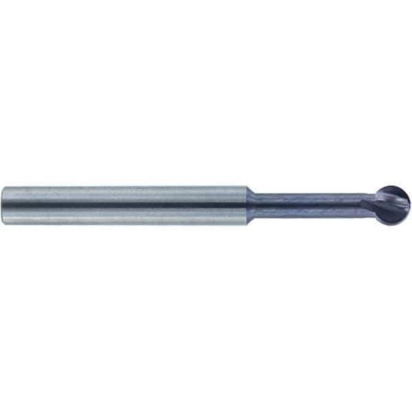 Accupro - 7/32" Diam, 0.186" LOC, 4 Flute Solid Carbide Ball End Mill - nACo Finish, Single End, 2-1/2" OAL, 1/4" Shank Diam, Undercutting - Eagle Tool & Supply