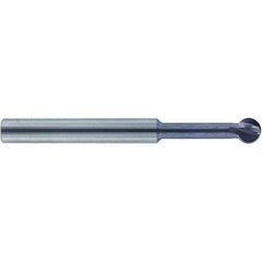 Accupro - 7/32" Diam, 0.186" LOC, 4 Flute Solid Carbide Ball End Mill - nACo Finish, Single End, 2-1/2" OAL, 1/4" Shank Diam, Undercutting - Eagle Tool & Supply