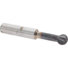 Accupro - 3/8" Diam, 0.32" LOC, 4 Flute Solid Carbide Ball End Mill - nACo Finish, Single End, 2-1/2" OAL, 3/8" Shank Diam, Undercutting - Eagle Tool & Supply
