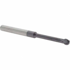 Accupro - 5/16" Diam, 0.266" LOC, 4 Flute Solid Carbide Ball End Mill - nACo Finish, Single End, 4" OAL, 5/16" Shank Diam, Undercutting - Eagle Tool & Supply