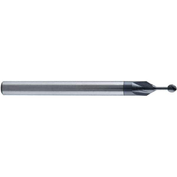 Accupro - 3/16" Diam, 0.174" LOC, 4 Flute Solid Carbide Ball End Mill - nACo Finish, Single End, 2" OAL, 3/16" Shank Diam, Undercutting - Eagle Tool & Supply