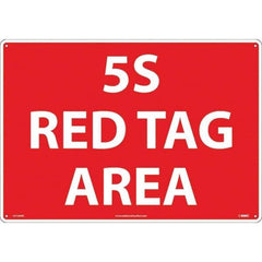 NMC - "5S Red Tag Area", 14" Long x 20" Wide, Rigid Plastic Safety Sign - Rectangular, Use for Workplace/Safety - Eagle Tool & Supply