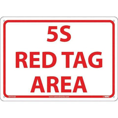 NMC - "5S Red Tag Area", 10" Long x 14" Wide, Aluminum Safety Sign - Rectangular, Use for Workplace/Safety - Eagle Tool & Supply