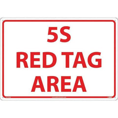 NMC - "5S Red Tag Area", 14" Long x 20" Wide, Rigid Plastic Safety Sign - Rectangular, Use for Workplace/Safety - Eagle Tool & Supply