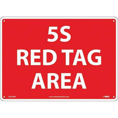 NMC - "5S Red Tag Area", 10" Long x 14" Wide, Aluminum Safety Sign - Rectangular, Use for Workplace/Safety - Eagle Tool & Supply