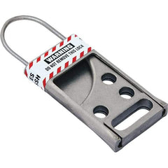 NMC - Single Jaw, 2" Jaw Diam, 6 PadLocks, Stainless Steel Lockout Hasp - Slide, 3-1/2" Long x 2-1/2" Wide, Gray - Eagle Tool & Supply