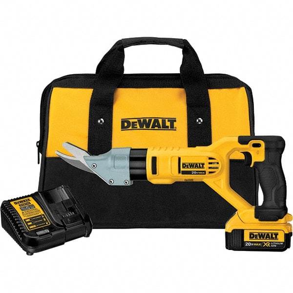 DeWALT - 2,500 SPM, 20 Volt, Pistol Grip Handle, Handheld Cordless Shear - 5/8" Cutting Capacity - Eagle Tool & Supply