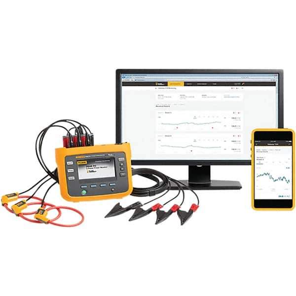 Fluke - 3 Phase, 1,000 VAC, 0.01 to 1,500 Amp Capability, 42.5 to 69 Hz Calibration, LCD Display Power Meter - 1 Current Accuracy, 0.1 Voltage Accuracy - Eagle Tool & Supply