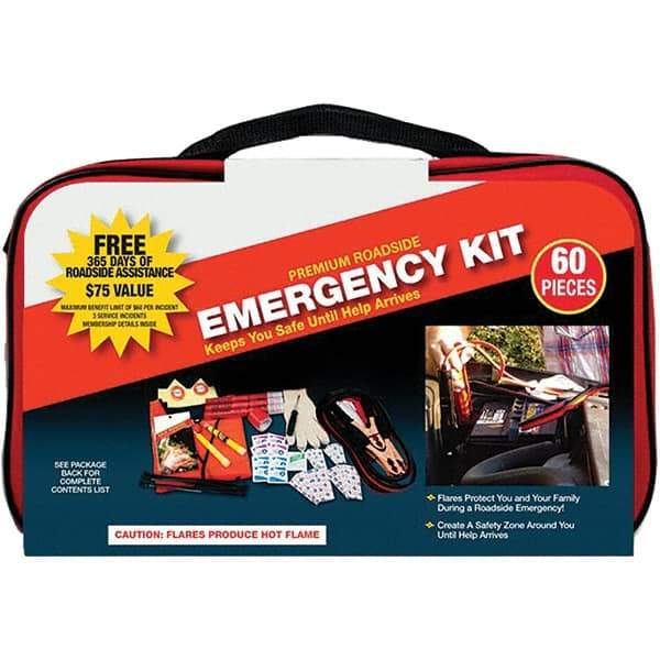 PRO-SAFE - Highway Safety Kits Type: Emergency Roadside Kit Number of Pieces: 60 - Eagle Tool & Supply