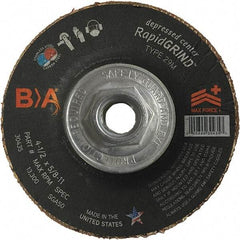 BULLARD - 50 Grit, 5" Wheel Diam, 1/8" Wheel Thickness, Type 29 Depressed Center Wheel - Coarse Grade, Ceramic, 12,200 Max RPM, Compatible with Angle Grinder - Eagle Tool & Supply