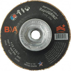 BULLARD - 50 Grit, 4-1/2" Wheel Diam, 1/8" Wheel Thickness, Type 29 Depressed Center Wheel - Coarse Grade, Ceramic, 13,300 Max RPM, Compatible with Angle Grinder - Eagle Tool & Supply