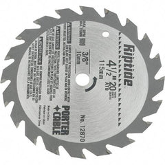 Porter-Cable - 4-1/2" Diam, 3/8" Arbor Hole Diam, 20 Tooth Wet & Dry Cut Saw Blade - Carbide-Tipped, Ripping Action, Standard Round Arbor - Eagle Tool & Supply