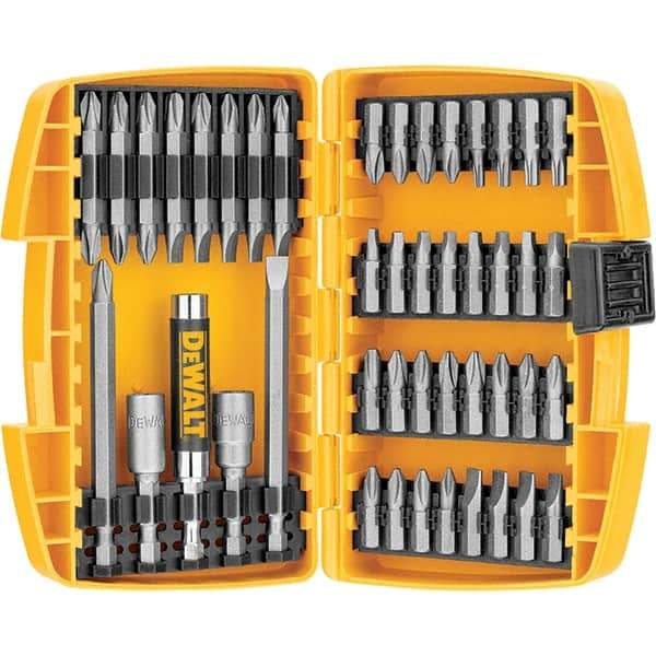 DeWALT - 45 Piece, Screwdriver Bit Set - SQ1, SQ2, SQ3, 1/4" Drive - Eagle Tool & Supply