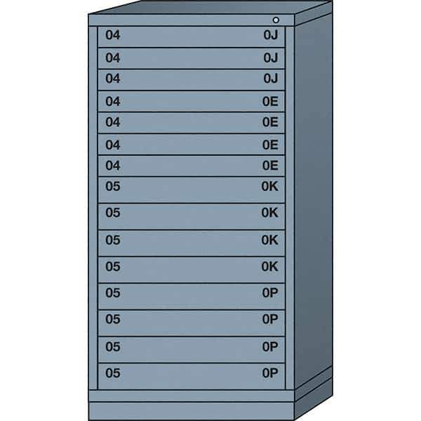 Lyon - 15 Drawer, Standard Eye-Level - Single Drawer Access Cabinet - Steel, 30" Wide x 28-1/4" Deep x 59-1/4" High, Dove Gray - Eagle Tool & Supply