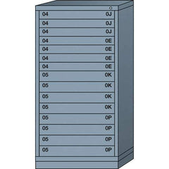 Lyon - 15 Drawer, Standard Eye-Level - Single Drawer Access Cabinet - Steel, 30" Wide x 28-1/4" Deep x 59-1/4" High, Dove Gray - Eagle Tool & Supply
