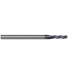 Ball End Mill: 0.125″ Dia, 0.375″ LOC, 4 Flute, Solid Carbide 1-1/2″ OAL, 1/8″ Shank Dia, 38 ° Helix, AlTiN Coated, Single End