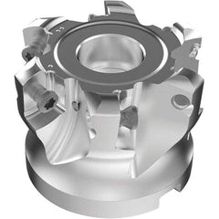 Seco - 6 Inserts, 37.8mm Cutter Diam, 1.8mm Max Depth of Cut, Indexable High-Feed Face Mill - 19.05mm Arbor Hole Diam, 0.185" Keyway Width, 1-1/2" High, R220.21-LP09 Toolholder, LPKT09 Inserts, Series High Feed - Eagle Tool & Supply