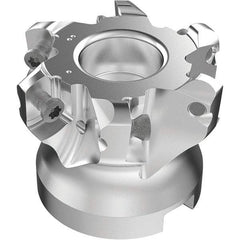 Seco - 6 Inserts, 50mm Cutter Diam, 1.8mm Max Depth of Cut, Indexable High-Feed Face Mill - 22mm Arbor Hole Diam, 0.4094" Keyway Width, 40mm High, R220.21-LP09 Toolholder, LPKT09 Inserts, Series High Feed - Eagle Tool & Supply