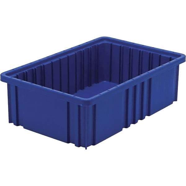 Quantum Storage - 40 Lb Load Capacity Blue Polypropylene Dividable Container - Stacking, 5" Long x 10.9" Wide x 16-1/2" High - Eagle Tool & Supply