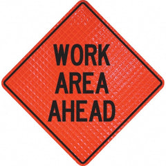 PRO-SAFE - "Work Area Ahead," 36" Wide x 36" High Vinyl Traffic Control Sign - Eagle Tool & Supply