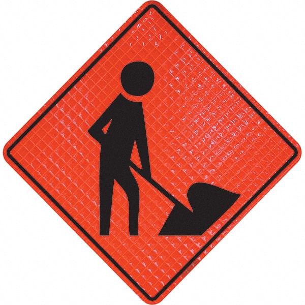 PRO-SAFE - Worker Digging, 36" Wide x 36" High Vinyl Traffic Control Sign - Eagle Tool & Supply