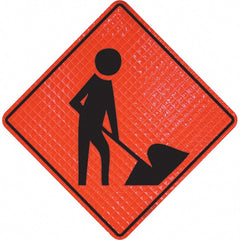 PRO-SAFE - Worker Digging, 36" Wide x 36" High Vinyl Traffic Control Sign - Eagle Tool & Supply