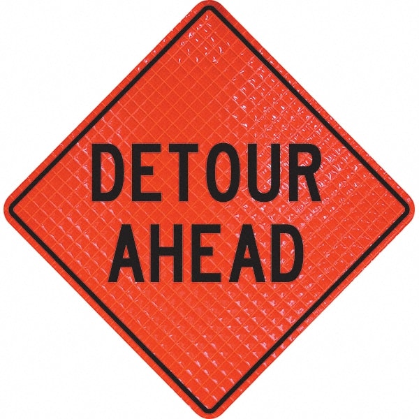PRO-SAFE - "Detour Ahead," 36" Wide x 36" High Vinyl Traffic Control Sign - Eagle Tool & Supply