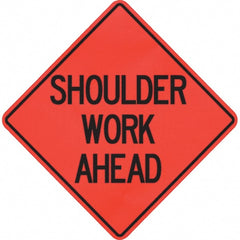 PRO-SAFE - "Shoulder Work Ahead," 48" Wide x 48" High Vinyl Traffic Control Sign - Eagle Tool & Supply