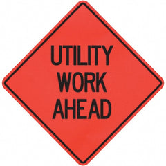 PRO-SAFE - "Utility Work Ahead," 36" Wide x 36" High Vinyl Traffic Control Sign - Eagle Tool & Supply