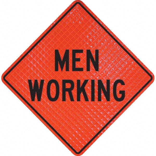 PRO-SAFE - "Men Working," 36" Wide x 36" High Vinyl Traffic Control Sign - Eagle Tool & Supply